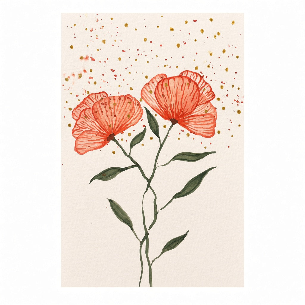 Coral Orange Poppies – Original Watercolor