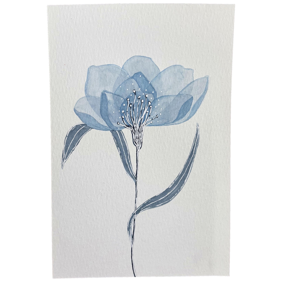 Blue Watercolor Flower – Original Painting