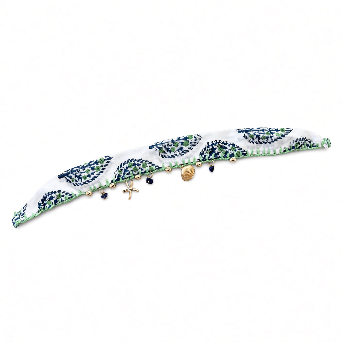 Green Leaf Anklet with Charms