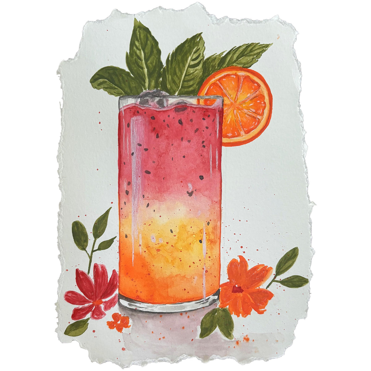 Sunset Cocktail – Original Watercolor Painting