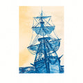 Blue Ship - Original Watercolor Painting