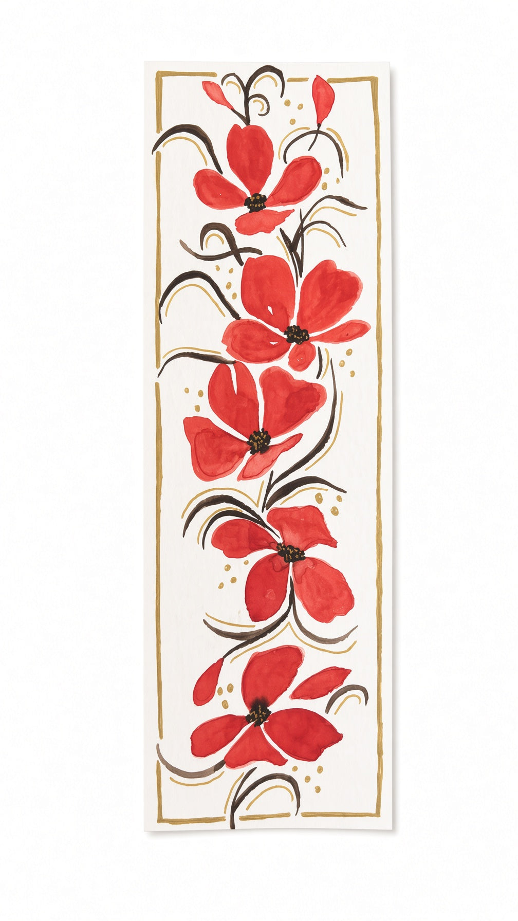Red Flower Bookmark – Original Watercolor