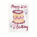 Happy 21st Birthday Cake Card – Original Watercolor