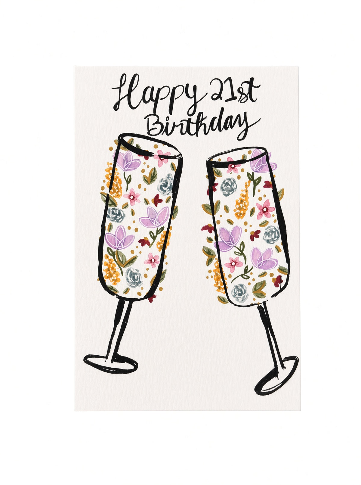 Happy 21st Birthday Card – Original Watercolor
