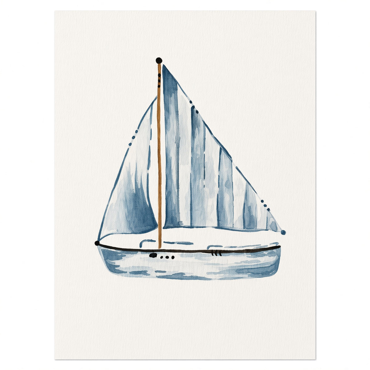 Blue Sailboat – Original Watercolor Painting